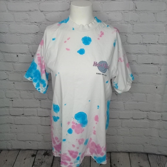 Hard Rock Cafe Cabo San Lucas Vintage Hand Tie Dyed 90's Tee Sz L - Picture 1 of 7